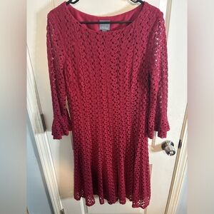 Rabbit Rabbit Rabbit Burgundy Lace Long Sleeve midi Dress size xl EUC